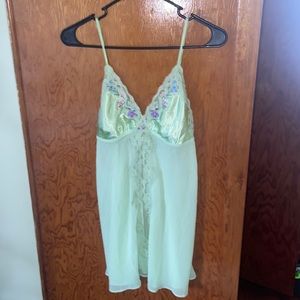 Green open front babydoll lingerie
